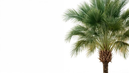 Fototapeta premium Natural coconut palm tree on a white backdrop, ideal for summer-themed design