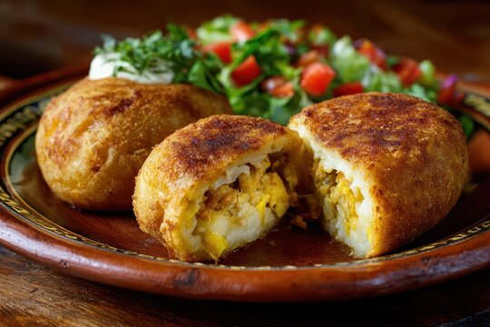 Delicious Papa Rellena: Peruvian Stuffed Potatoes, Golden Fried Snack with Savory Filling