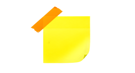 Yellow Sticky Note with Orange Tape Isolated paper