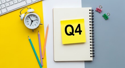 Fourth quarter planning with desk accessories, time management