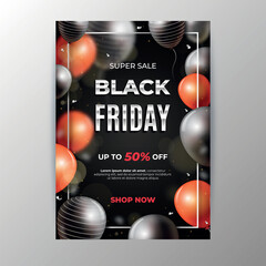 realistic black friday flyer template vector design illustration
