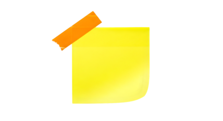 Yellow Sticky Note with Orange Tape paper reminder