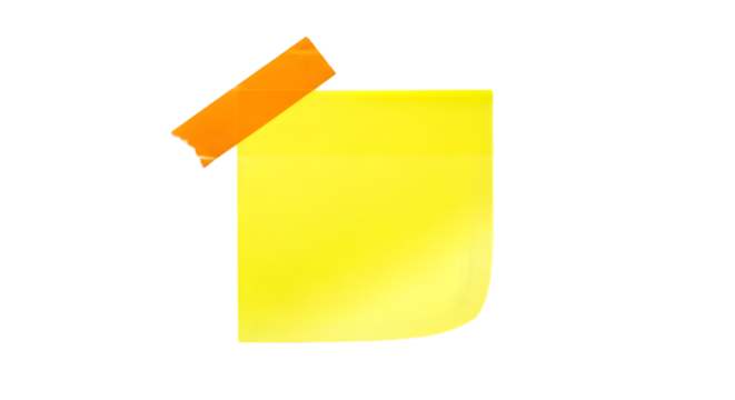 Yellow Sticky Note with Orange Tape paper reminder