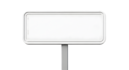 Blank White Rectangular Sign on Pole Isolated empty