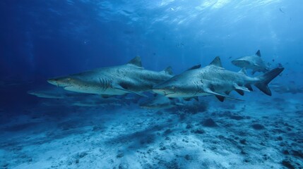 Fototapeta premium Banded Hound Sharks Glide Through Crystal Waters of Chiba, Japan - A Deep Dive into Marine Life