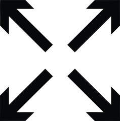 Black diagonal arrows symbol for expand direction and clean user interface design Vector silhouette