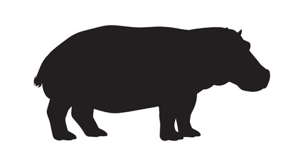 Fototapeta premium Silhouette of a hippopotamus vector illustration of a large African mammal isolated on a white background