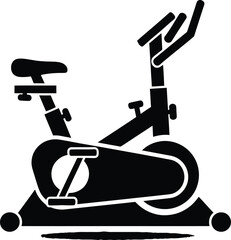 Gym equipment modern spin bike design for indoor cycling workout training Vector silhouette