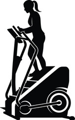 Gym workout cardio machine female silhouette for fitness activity illustration Vector silhouette