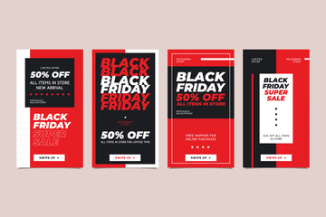flat vector design illustration black friday instagram stories