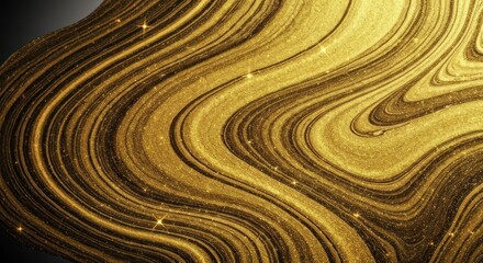 Swirling golden abstract design with sparkling glitter and gradients