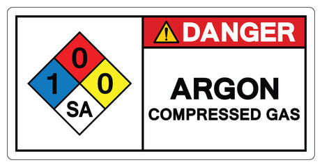 Danger Argon Compressed Gas Symbol Sign ,Vector Illustration, Isolate On White Background Label.EPS10