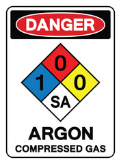 Danger Argon Compressed Gas Symbol Sign ,Vector Illustration, Isolate On White Background Label.EPS10