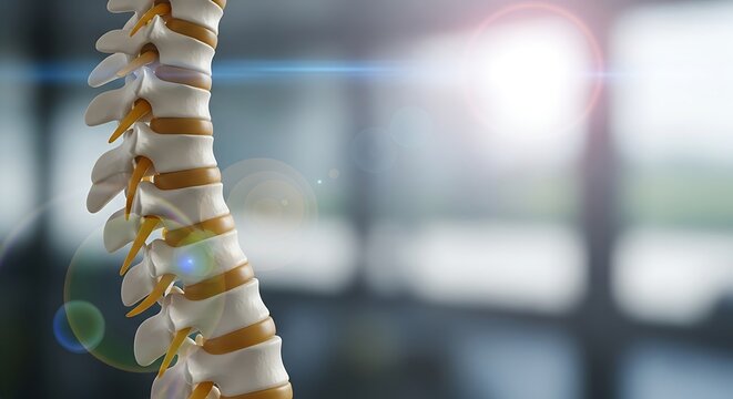 Anatomical 3d model of human spine, vertebrae, discs for health.