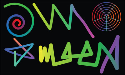 Colorful Gradient Flow Line Vector on Black Background – Abstract Modern Wave Design for Branding and Art -abstract business logo design