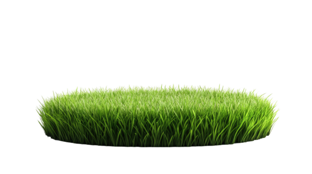 Round circle podium with green grass eco friendly platform natural display stage environmental nature element isolated on white background