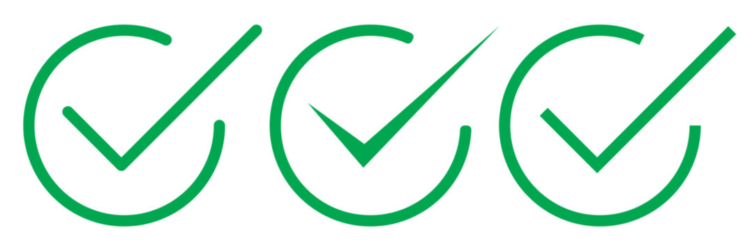 Tick mark with checkbox icon. Green checkmark sign for app, ui, website. Green check mark icon. Check mark vector icon. Correct vote choise isolated symbol. Green checkbox on white background.