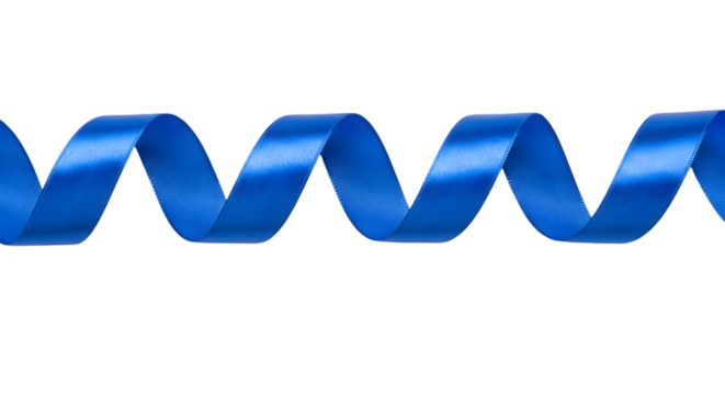 Blue Satin Ribbon Spiral on Black Background silk fabric