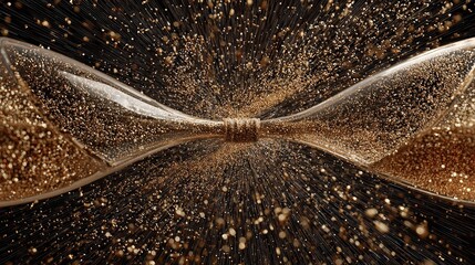 Elegant hourglass with flowing golden particles against a dark backdrop symbolizing time luxury and the fleeting nature of moments