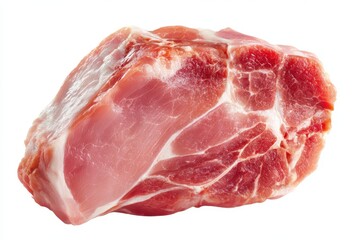 Almofada de Carne: Isolated Fresh Pork Cut with Pink and Red Hues on White Background