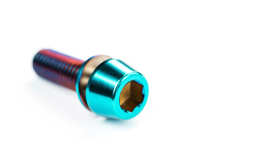 Lightweight and durable titanium bolt on a clean insulated background.