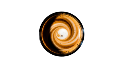 Top View of Coffee with Swirling Latte Art foam