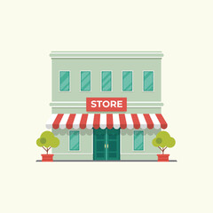 Minimalist Flat Design Retail Storefront Vector Illustration