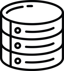 Outline database icon with data storage elements