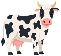 Cartoon Cow Illustration Adorable Farm Animal with Black and White Spots