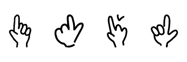 Obraz premium Hand Gesture Line Icon Set In Doodle Style. Touchscreen Interaction, Navigation, And Selection Outline Sketch Collection. Hand Drawn Isolated Vector Illustration