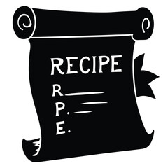 recipe scroll on white background