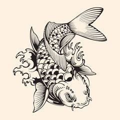 Koi fish tattoo design vector illustration