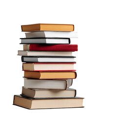 Stack of colorful books isolated on transparent background, perfect for studying