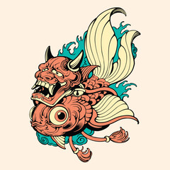 Koi fish tattoo design vector illustration