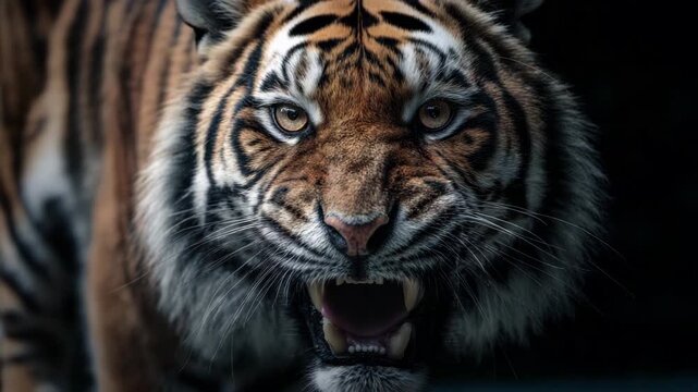 Tiger ready to attack prey
