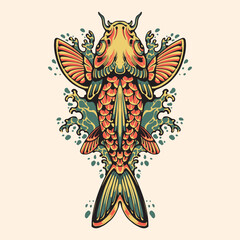 Koi fish tattoo design vector illustration
