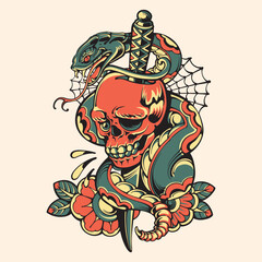 old school tattoo design vector illustration