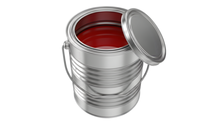 Open Silver Paint Can with Red Paint metal can open can
