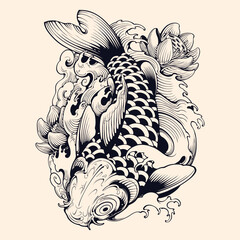 Koi fish tattoo design vector illustration