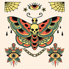 old school tattoo design vector illustration