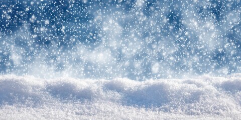 Enchanting Winter Wonderland: Snowfall Blankets a Serene Landscape Under a Blue Sky
