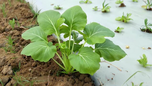 A detailed high quality 4K stock video featuring Chenopodium album which is described as a fast growing weedy annual plant in the genus Chenopodium commonly known by names such as Lamb's Quarters