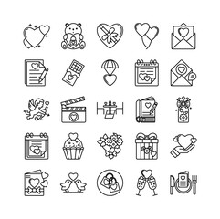 
Valentine icon set collection. Containing literature, read, marriage, email, library, mail.Line vector icons collection