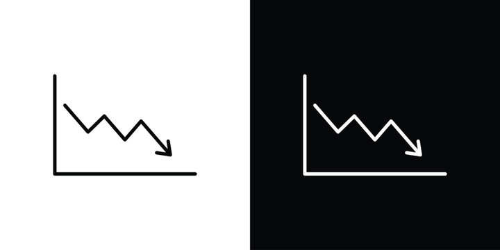 Arrow trend-down icon. Line with editable stroke.