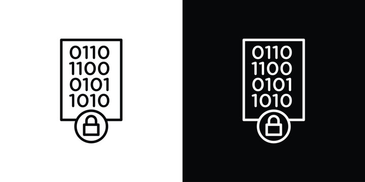 Binary Lock icon. Line with editable stroke.