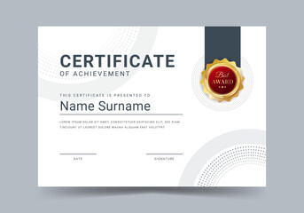Fototapeta premium Certificate template diploma with badge vintage border. Award background