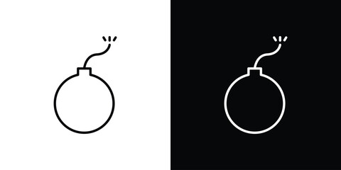Bomb icon. Line with editable stroke. © Bsbd