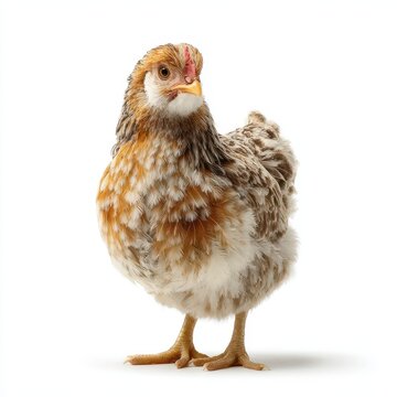 Charming Chabo Chicken: A Cute Japanese Bantam with Curiosity, Standing Proudly Against a White Backdrop