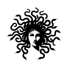 Medusa Vector Illustration – Mythological Gorgon Woman with Snake Hair, Ancient Greek Legend