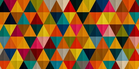 Colorful pattern of triangles is displayed on a poster. The colors are bright and vibrant, creating a lively